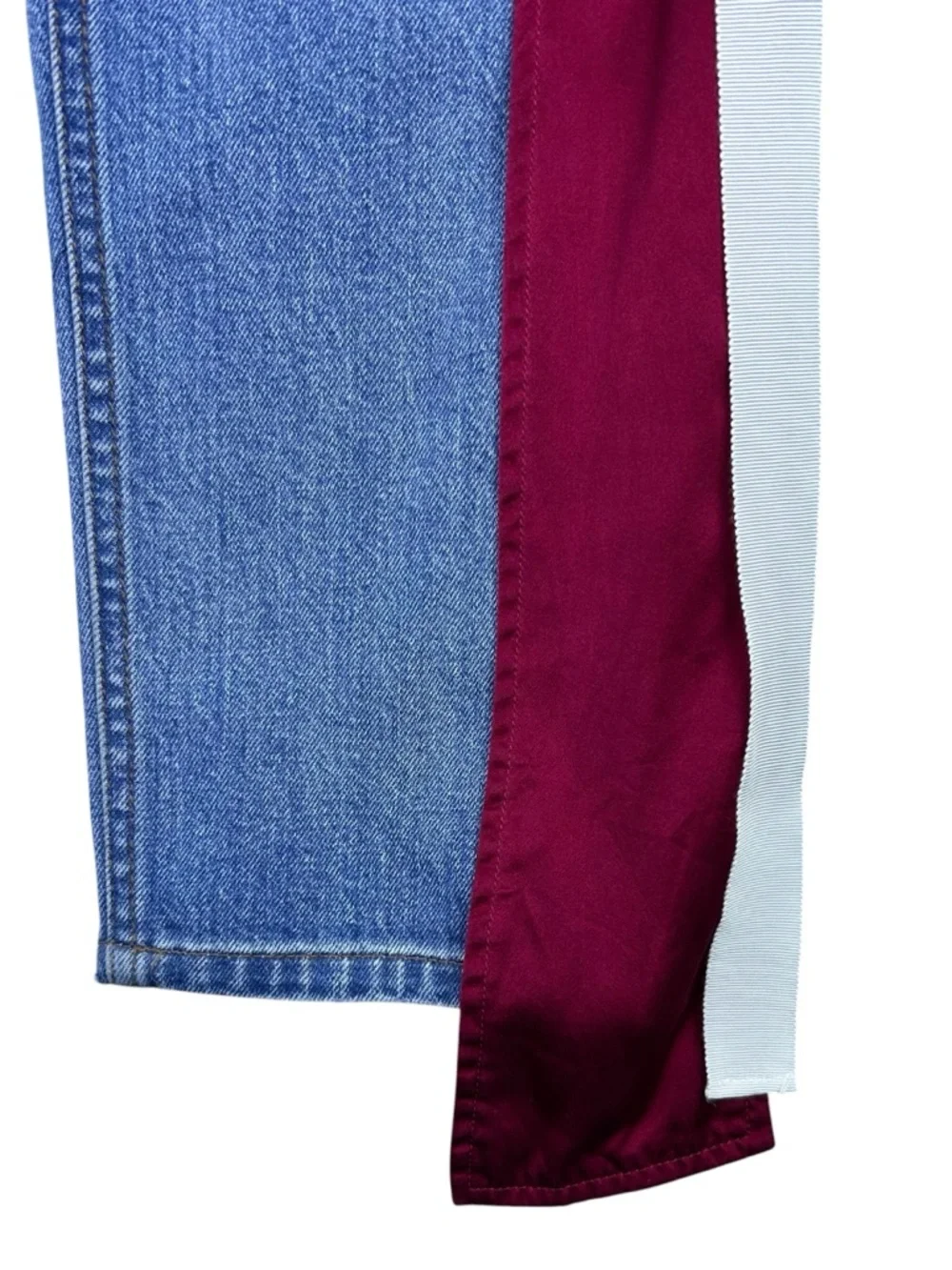 Hellessy High Rise Straight Leg Grosgrain Stripe Side Trim Jeans 28x29 Festival